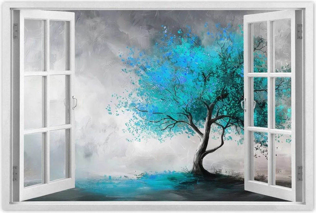 Poszterek 90x60 Kék fa Modern Art