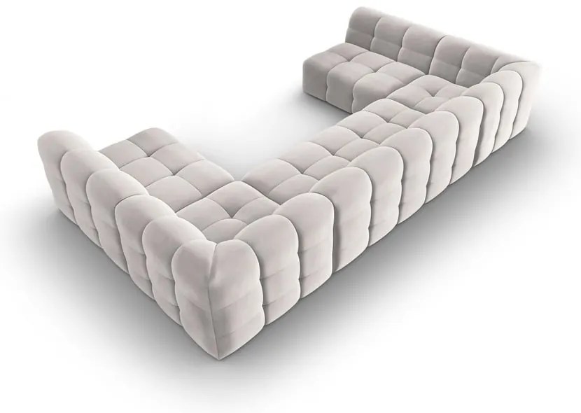 Világosszürke bársony sarokkanapé ("U" alakú) Kendal – Micadoni Home