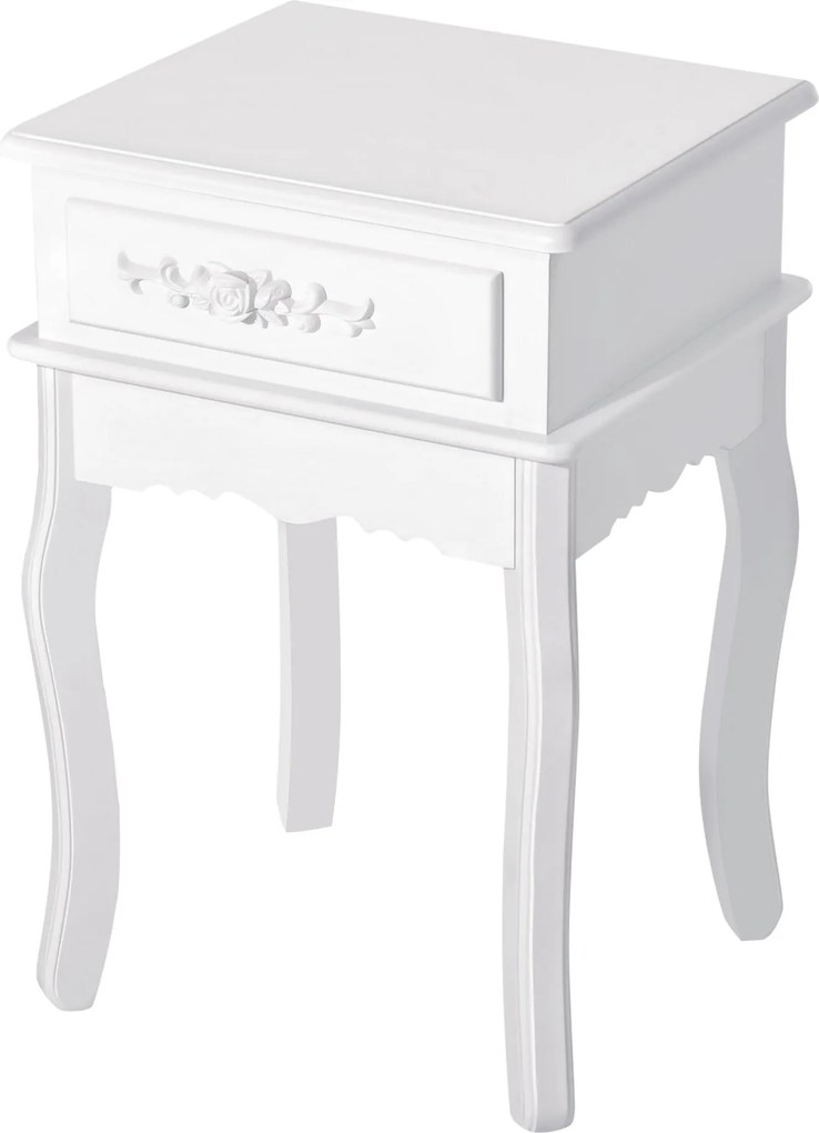 HOMCOM Éjjeli szekrény 1 fiókkal, Fa oldaltábla hálószobába és nappaliba, Modern stílus, 40x35x60 cm, Fehér | Aosom