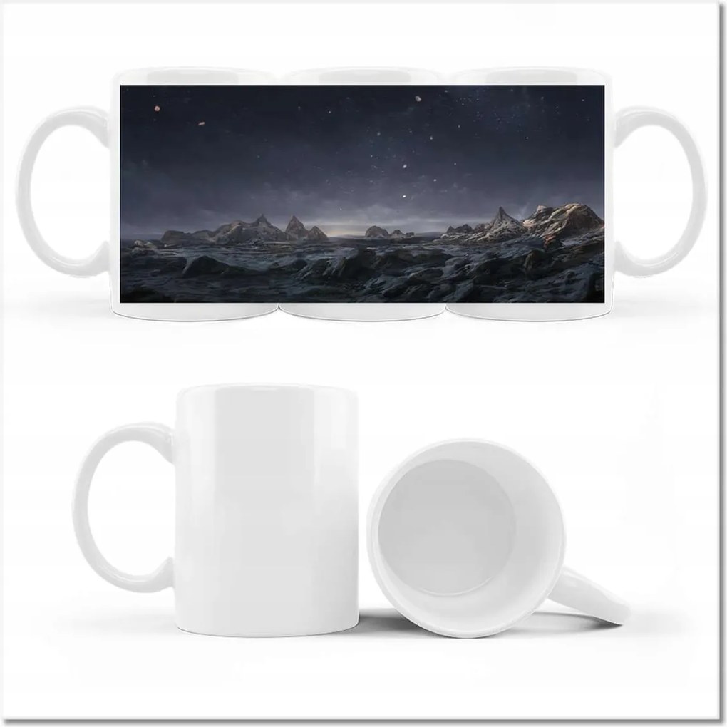 Nyomott mintás bögre Éjszakai csodálatos hegyek