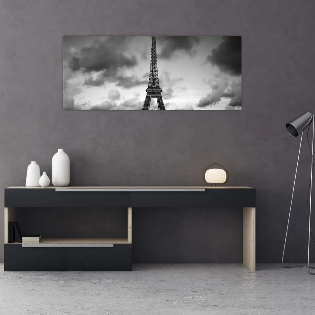 Kép - Az Eiffel-torony és a piros autó (120x50 cm)