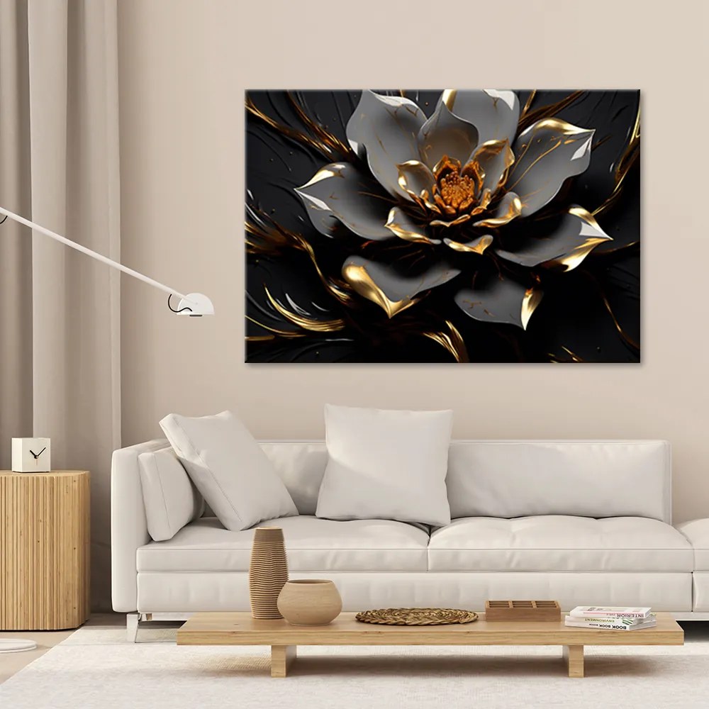 Gario Vászonkép Aranyszürke lótuszvirág Méret: 120 x 80 cm