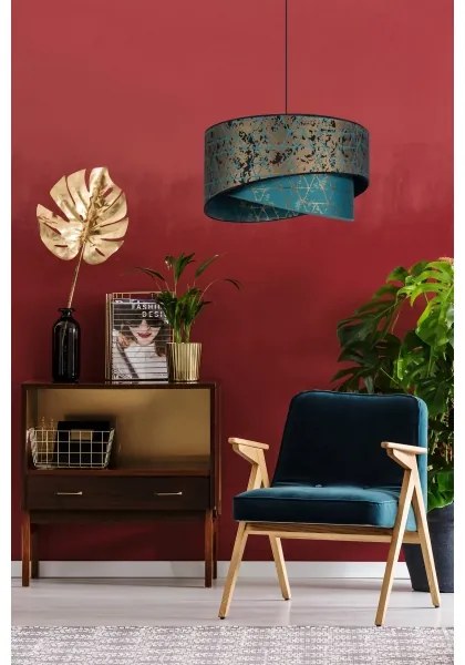 Csillár zsinóron REZO 1xE27/60W/230V türkiz/arany