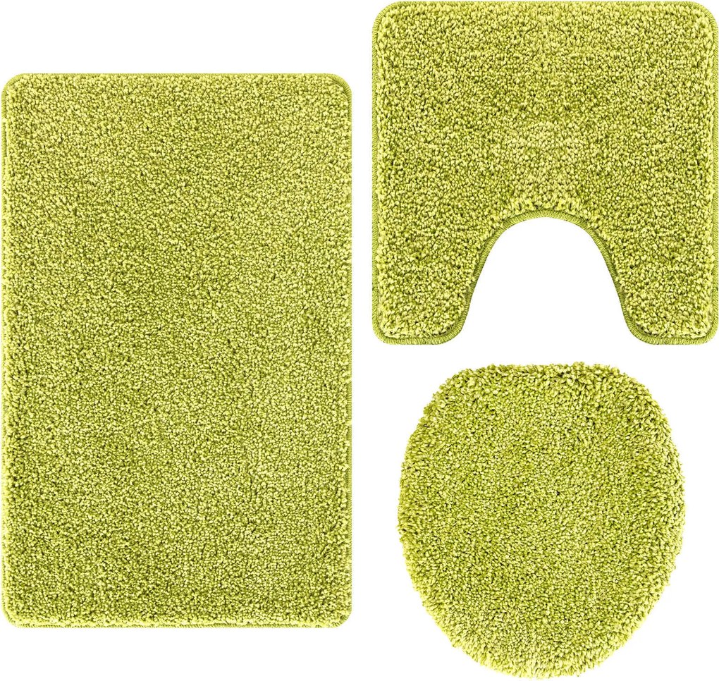 vidaXL Csúszásmentes fürdőszőnyeg készlet 3 pcs Zöld PP