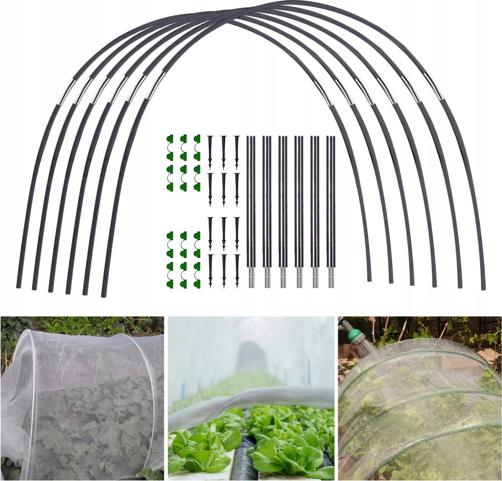 Állvány Üvegház Alagút Kerti Termesztő váz +csipeszek És Heringek