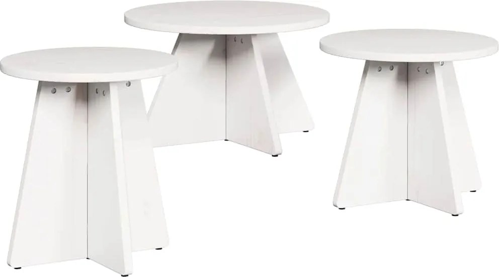vidaXL Dohányzóasztal 3 pcs Fehér