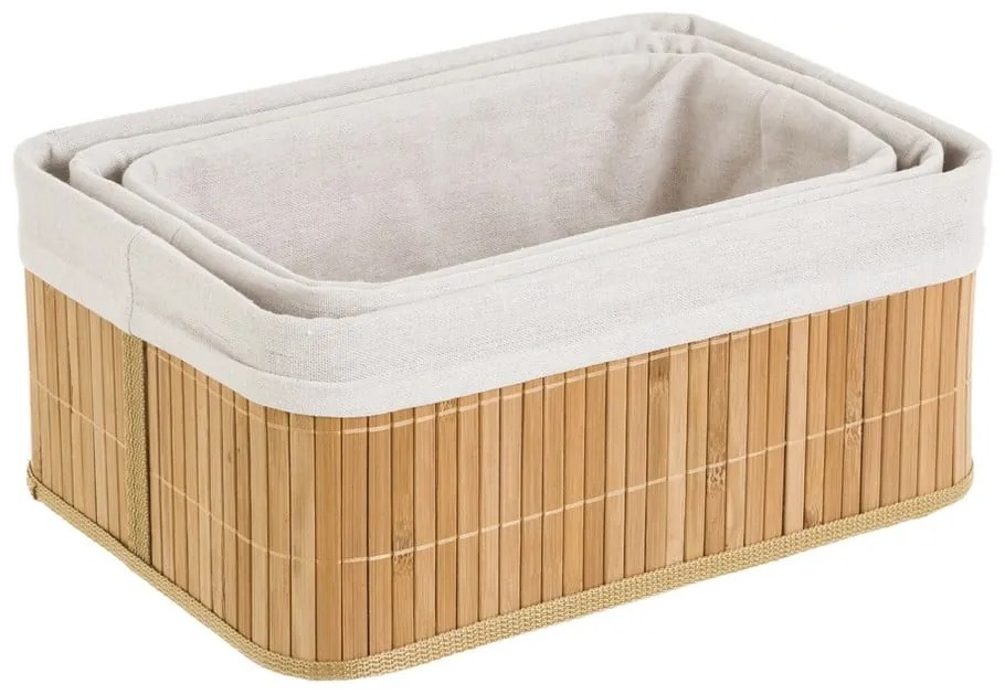 Bambusz tárolókosár szett 3 db-os Natural Way – Casa Selección