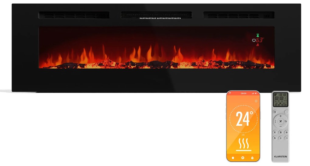 Galeras Smart Intelligens elektromos kandalló, 2 hőmérséklet beállítás, 16 - 30°, LED lángillúzió, IOT csatlakozási lehetőség
