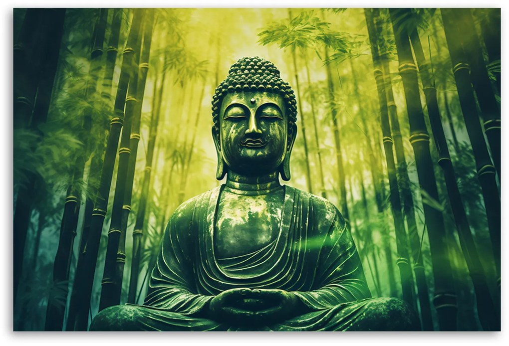 Gario Vászonkép Buddha a bambusz erdőben Méret: 100 x 70 cm