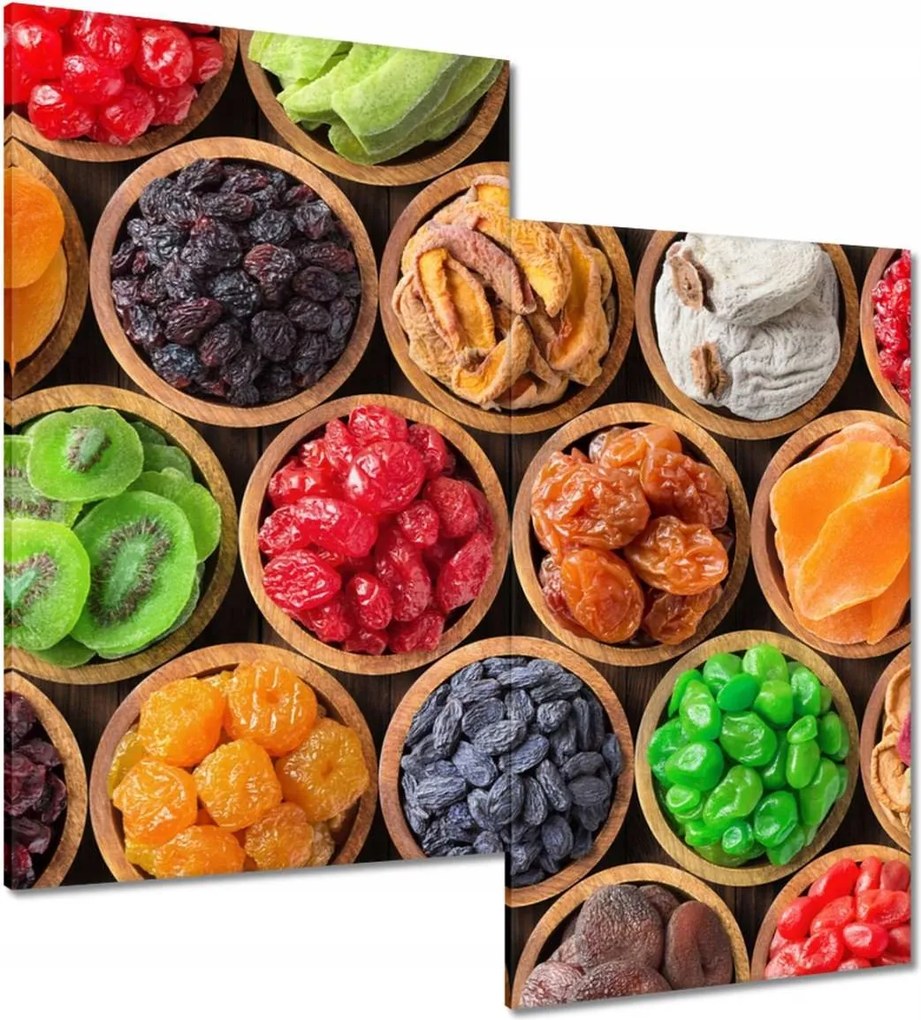 Vászonkép 60x60 Aszalt gyümölcsök tálakban