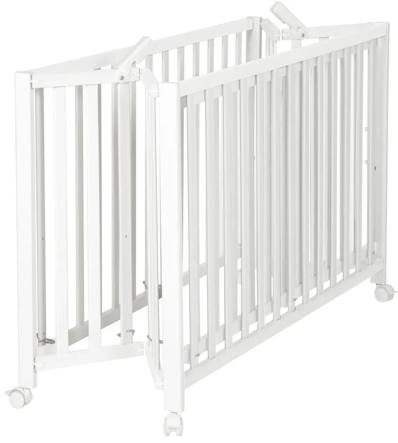 Fehér összecsukható gurulós babaágy 60x120 cm Fold up – Roba