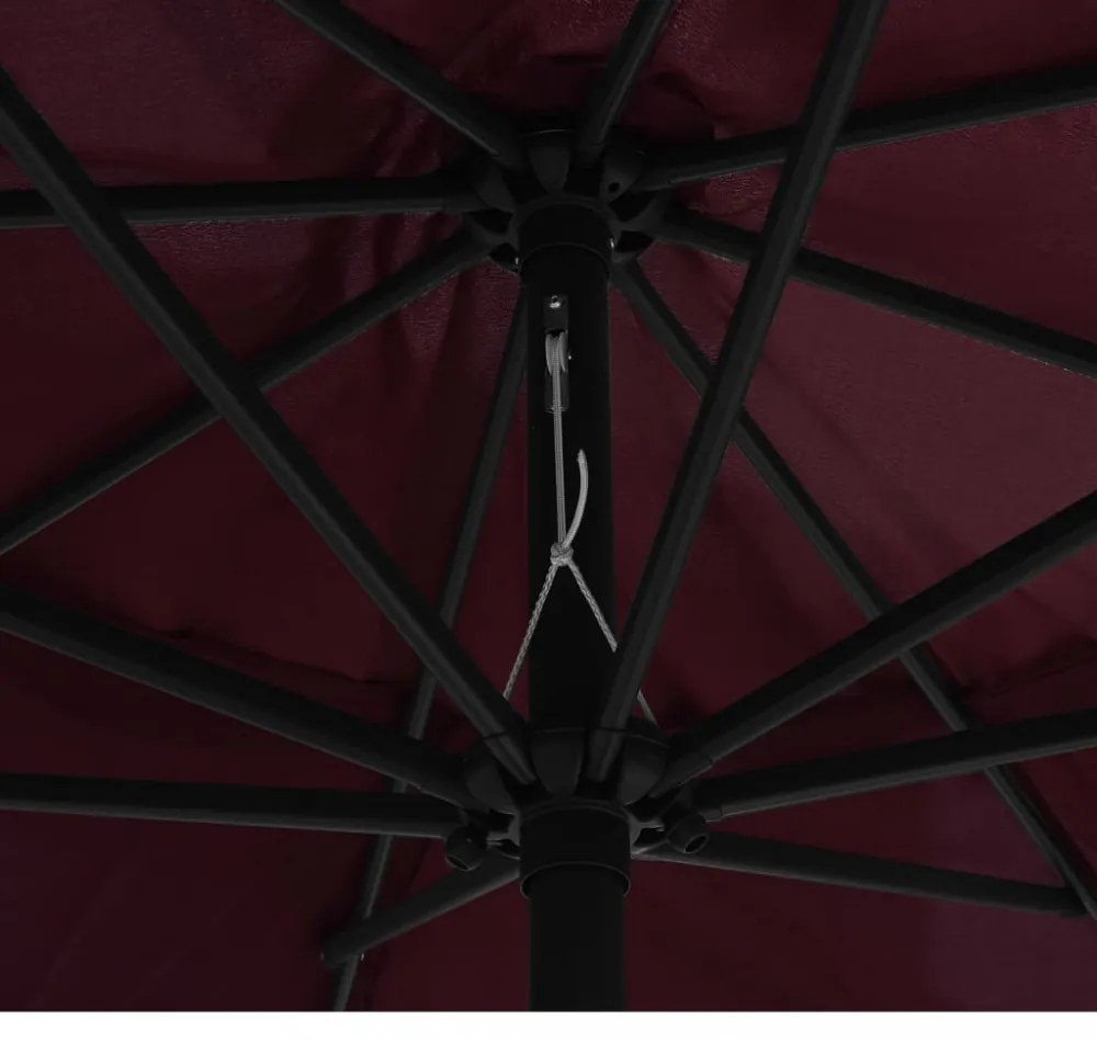 bordó kültéri napernyő fémrúddal 390 cm