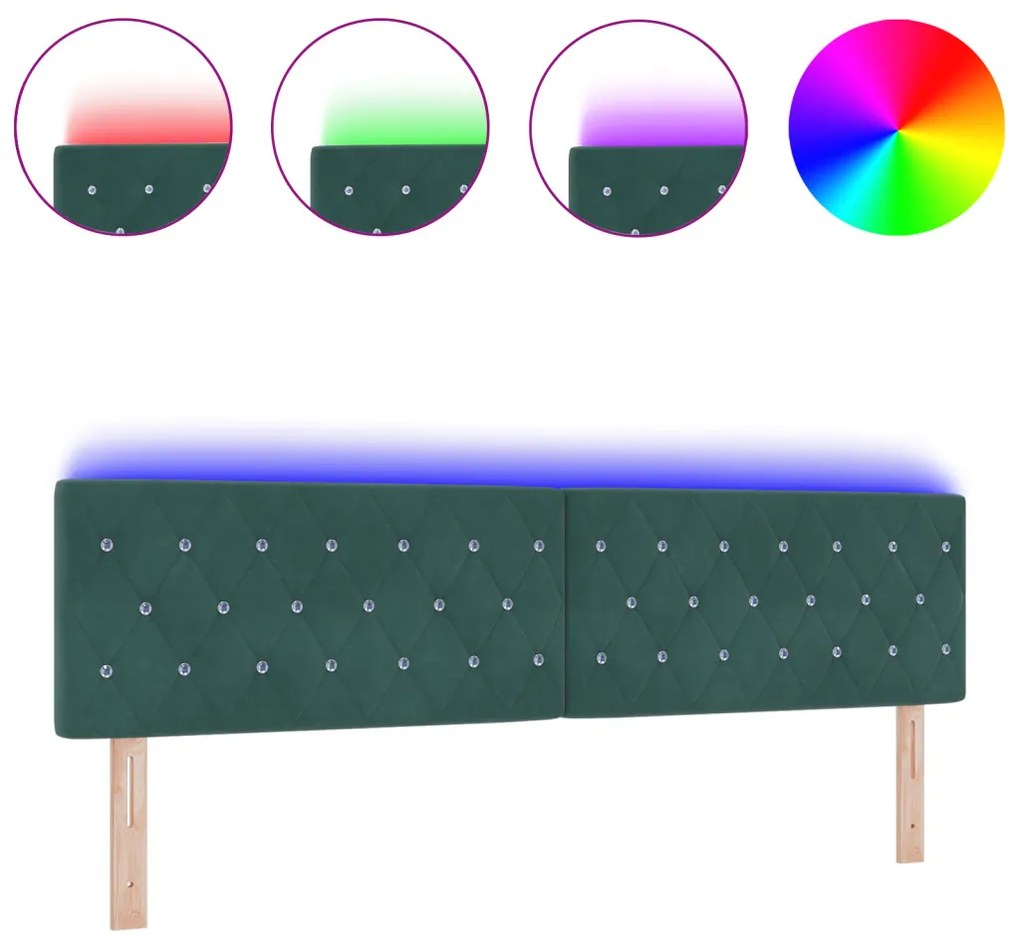 LED Fejtámla Kristály Gombos Tűzés Sötét Zöld 90 cm Bársonyos
