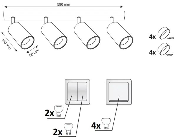 spotlámpa MARIBEL 4xGU10/10W/230V fehér