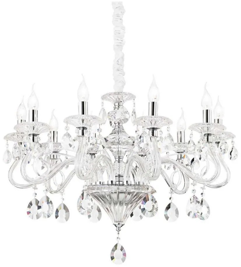 Ideal Lux - Kristály csillár láncon NEGRESCO 10xE14/28W/230V átm. 85 cm átlátszó