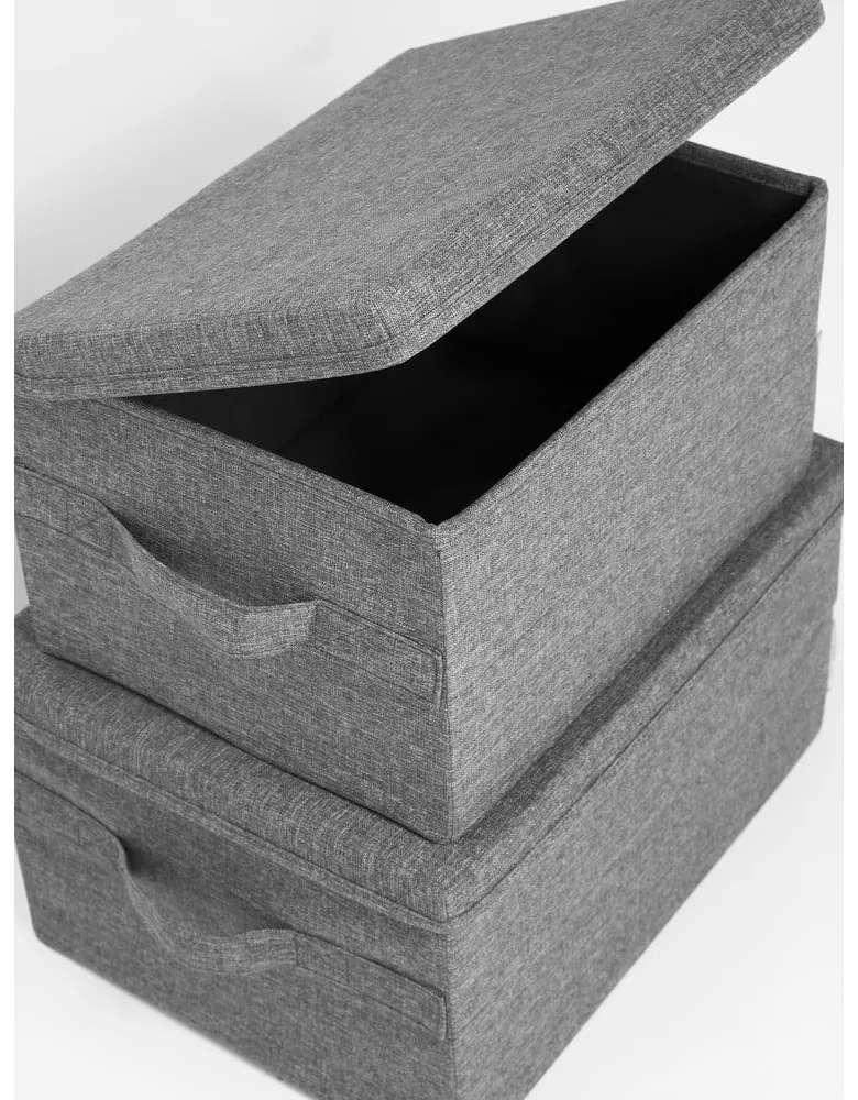 Szürke fedeles textil tárolódoboz 45x34x25 cm Soft Storage – Bigso