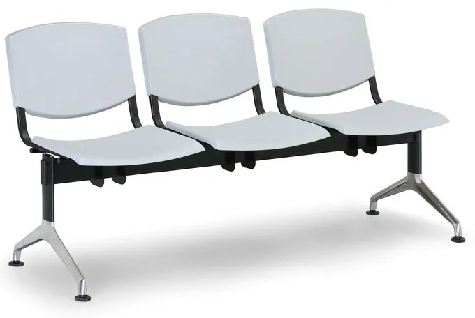 Design műanyag pad, 3 üléses, fekete