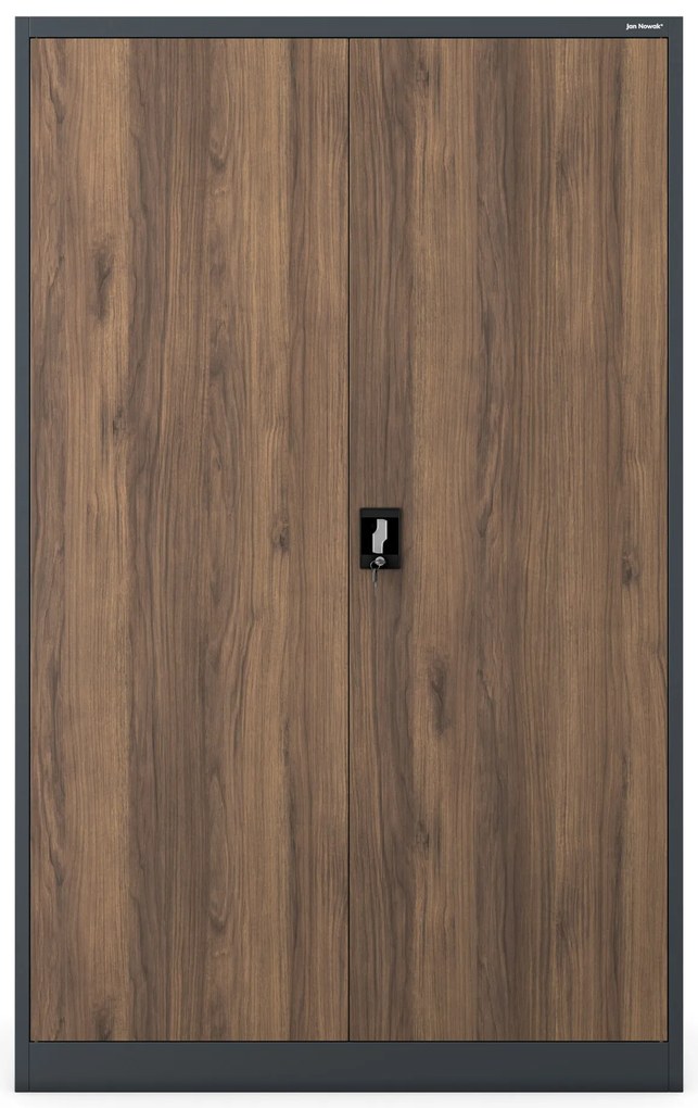 Fém irodai iratszekrény JAN II, Eco Design: antracit/dió
