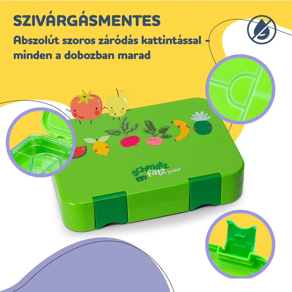 Klarstein Schmatzfatz junior tízórais doboz, 6 rekesz, 21,3 x 15 x 4,5 cm, BPA mentes