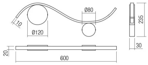 Redo 01-3110 - LED Fali lámpa WAVE LED/9W/230V fekete