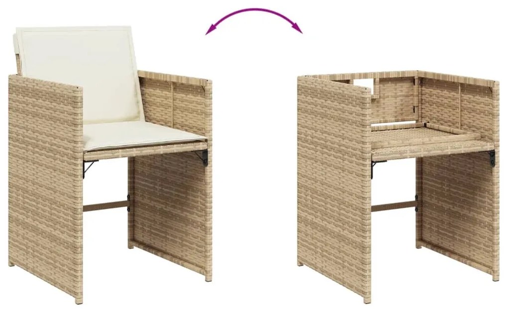 vidaXL 15 részes bézs polyrattan kerti étkezőgarnitúra párnákkal