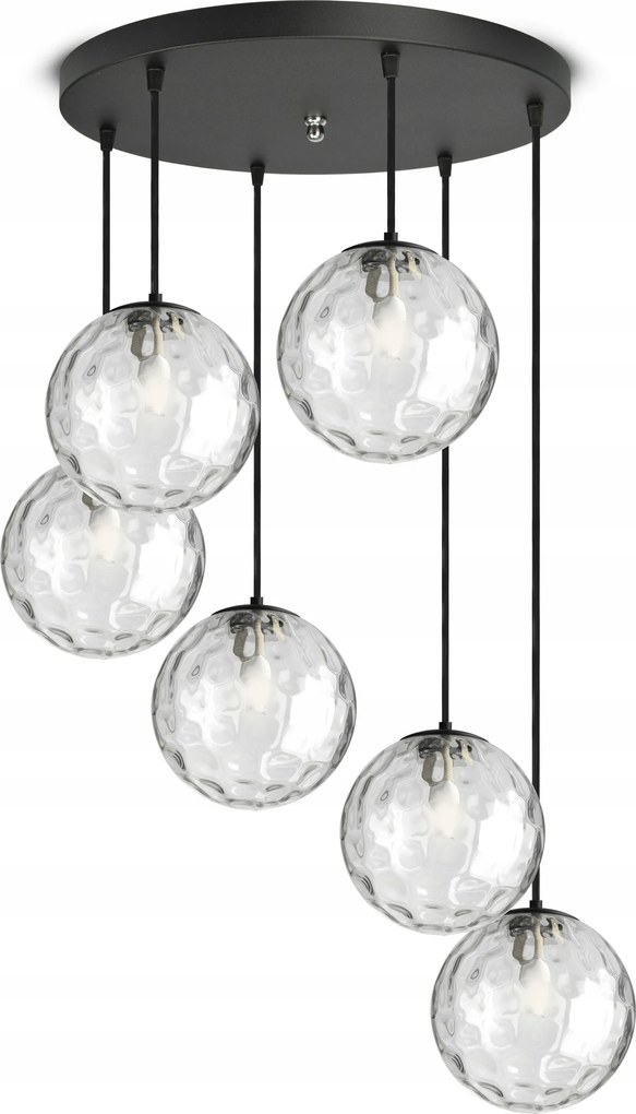 Nagy Mennyezeti Függő Lámpa Csillár Üveg Gömbök Átlátszó Asztal G9