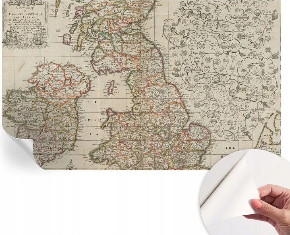 Dekoratív öntapadós fotótapéta irodába Antik térkép 416x254 cm