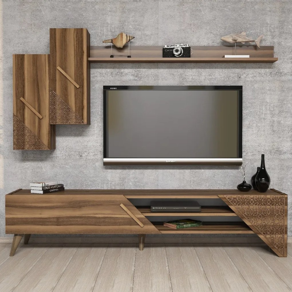 Beril TV-állvány, dió, 180 cm – TR845HCT3002