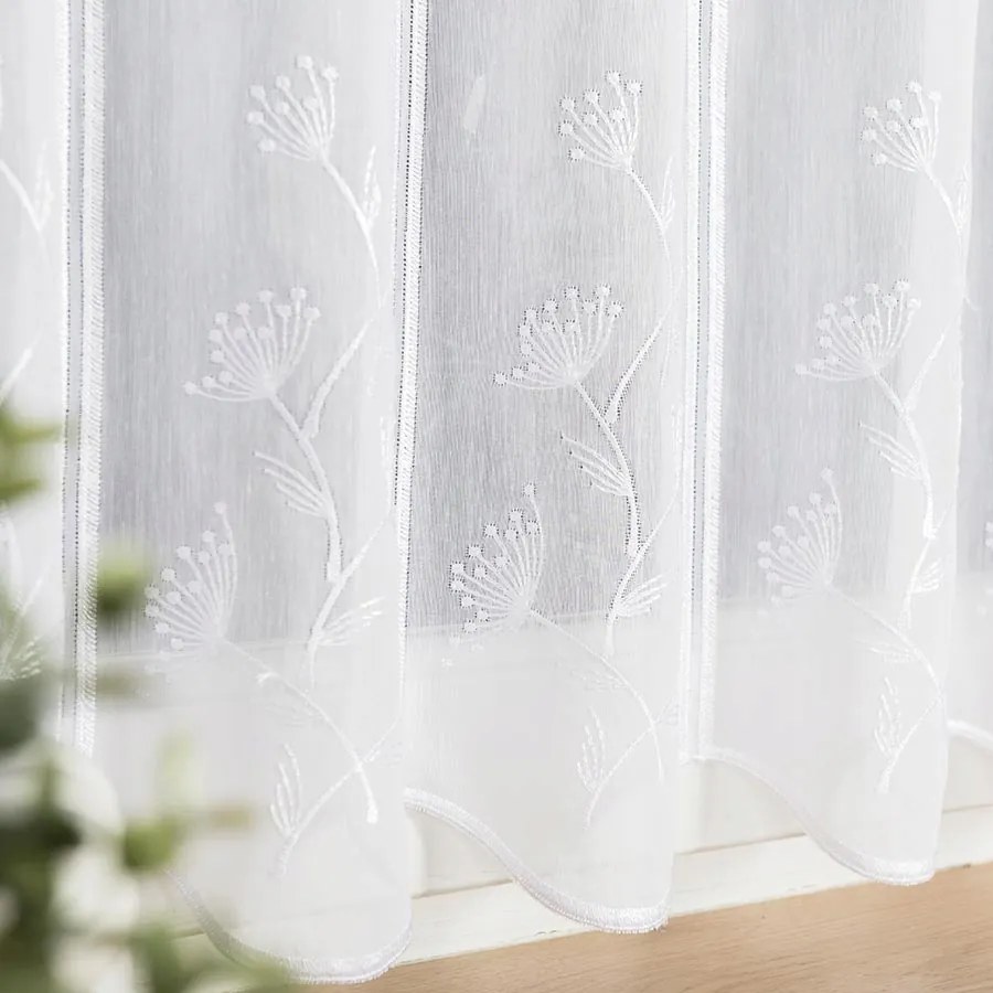 Irigy Hónaljmirigy 40cm-es panelfüggöny fehér hímzett pitypang 0,5m oszlopok