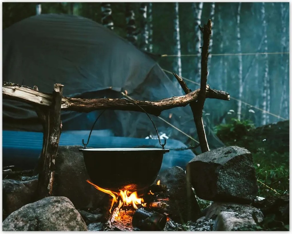 Poszterek 50x40 Tábor éjszaka erdő tűz