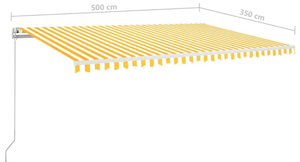 sárga-fehér szélérzékelős és LED-es napellenző 500 x 350 cm