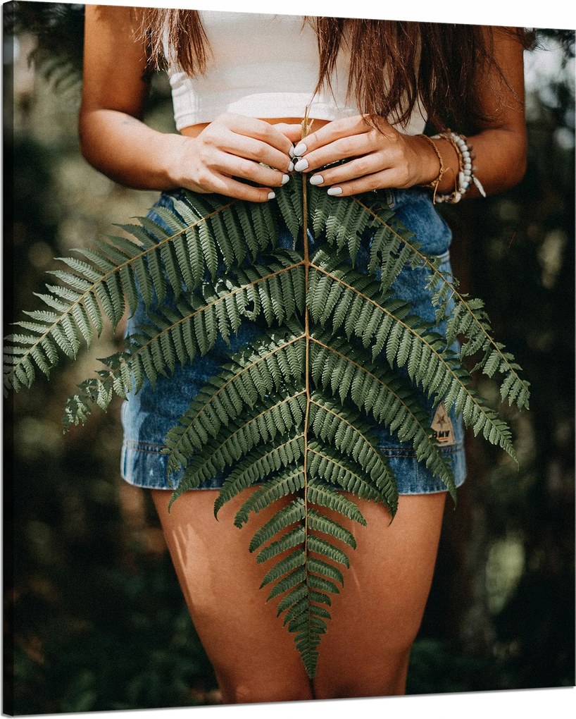 Botanika Vászonkép Nő levéllel 80x100