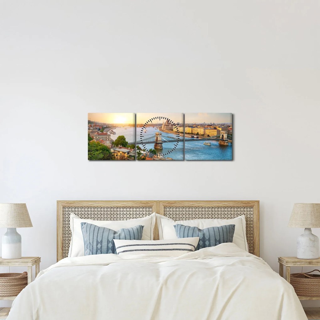 Budapest képe folyóval (órával) (90x30 cm)