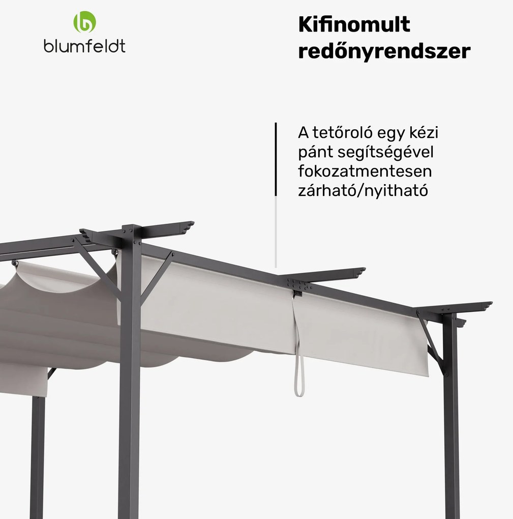 Blumfeldt Pantheon Robust, pergola, 3 x 3 m, időjárásálló porszórt acél, időjárásálló