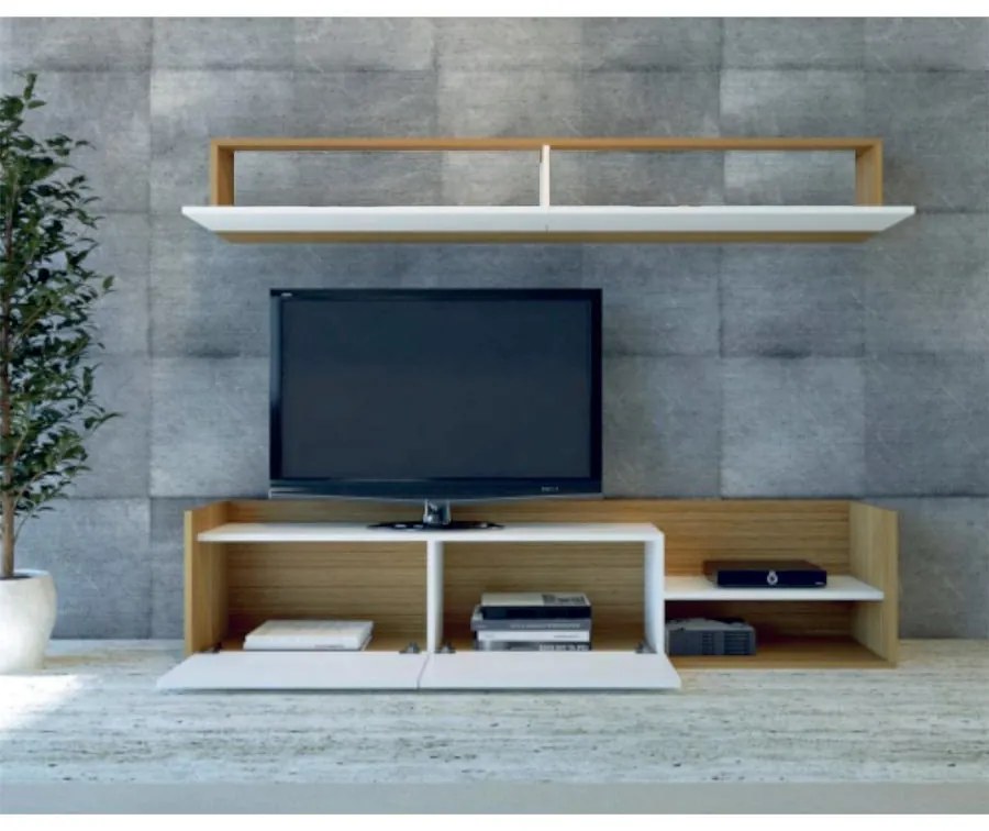 TV szekrény Kale - Teak, White