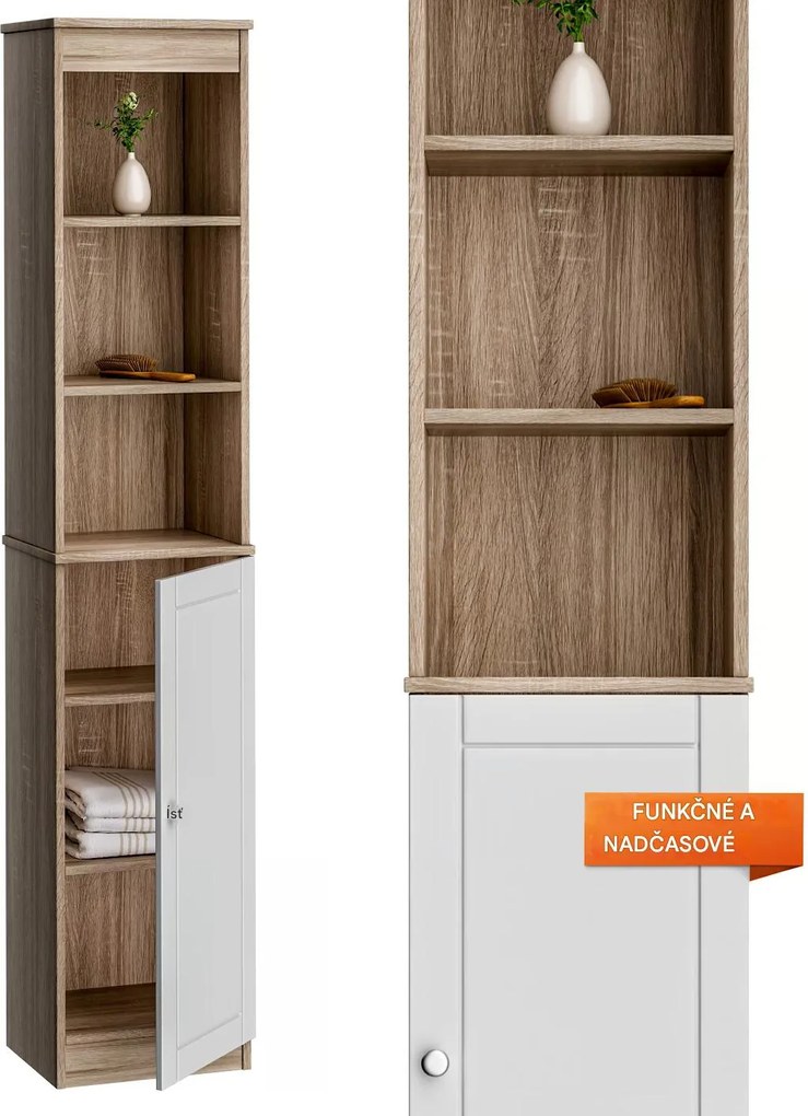 Deuba Fürdőszobai szekrény 170 x 34 x 26 cm - barna/fehér