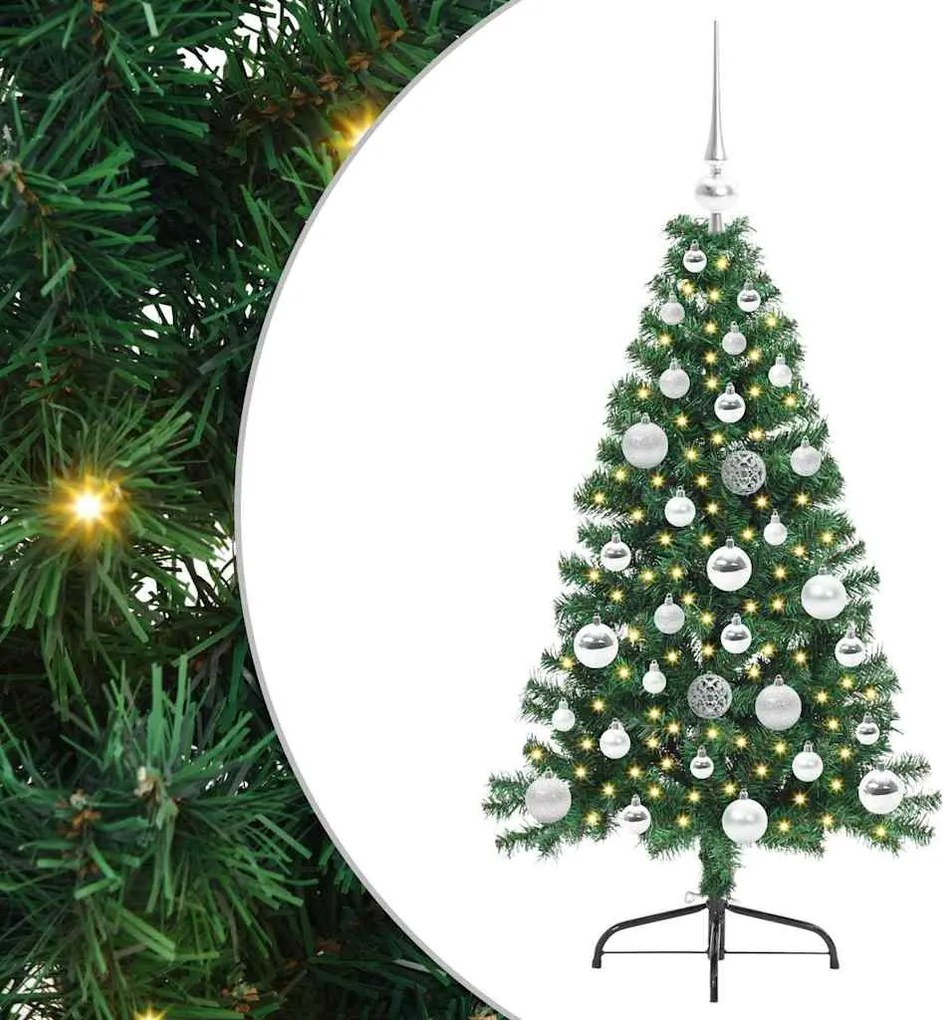 vidaXL Mesterséges, előre világított karácsonyi fa Zöld 120 cm PVC