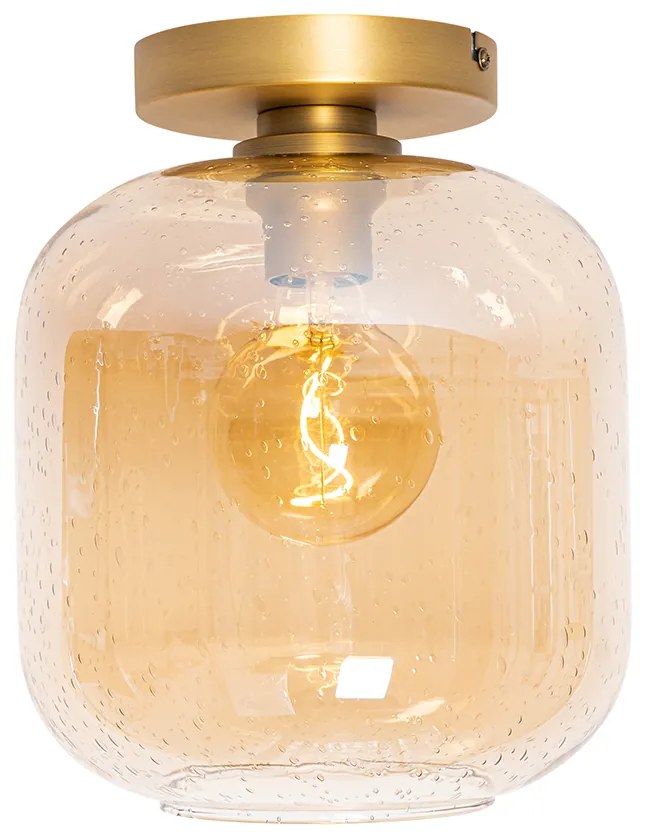 Okos mennyezeti lámpa sárgaréz és borostyánszínű üveggel, WiFi G95-tel - Zuzanna