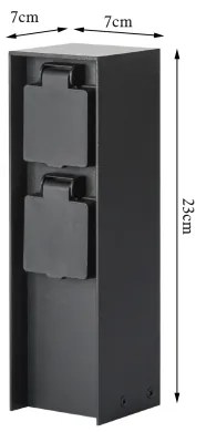 Brilagi - Kültéri csatlakozós oszlop PILLAR 2Z SCHUKO 230V IP44 fekete