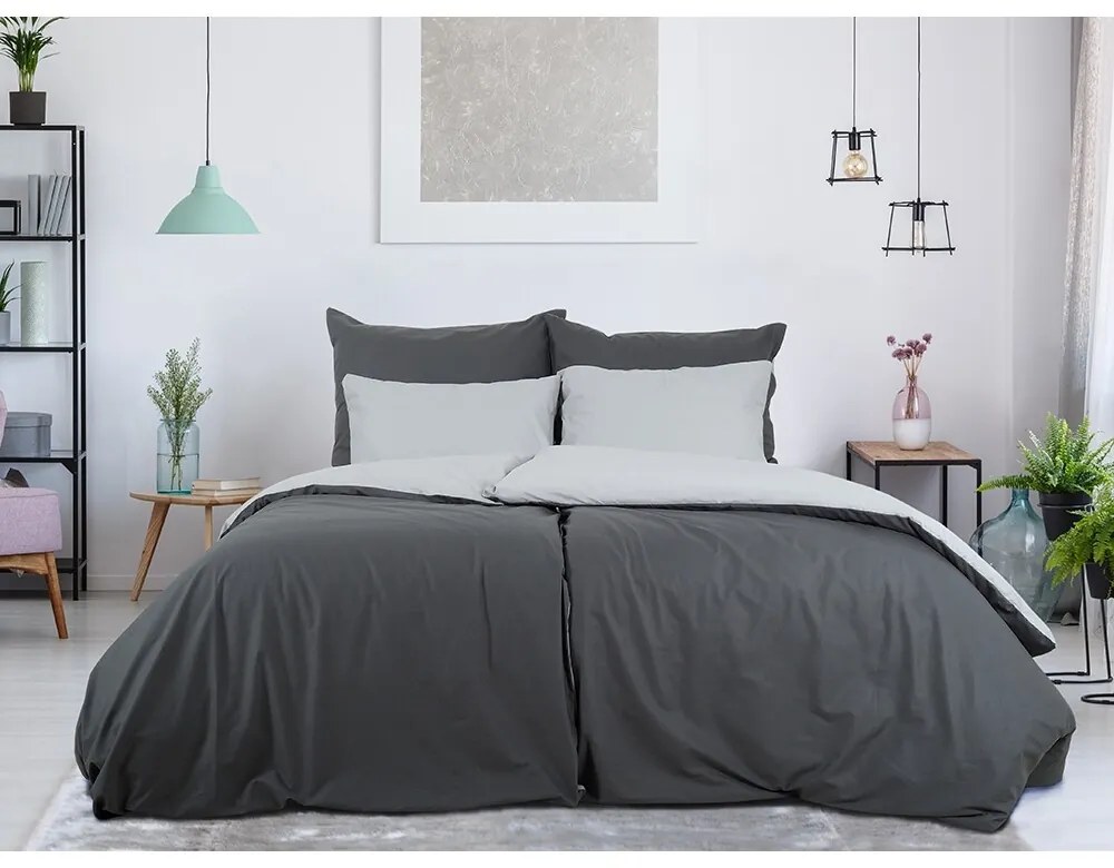 B.E.S. Petrovice Pamut ágynemű Double face antracit/szürke