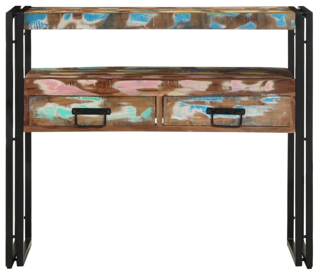Végasztalok Többszínű 90x33x75 cm Tömör újrahasznosított fa és fém
