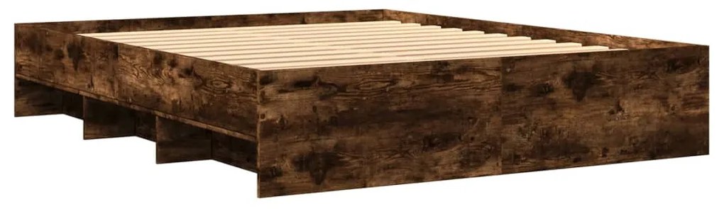 füstös tölgy színű szerelt fa ágykeret matrac nélkül 150x200 cm