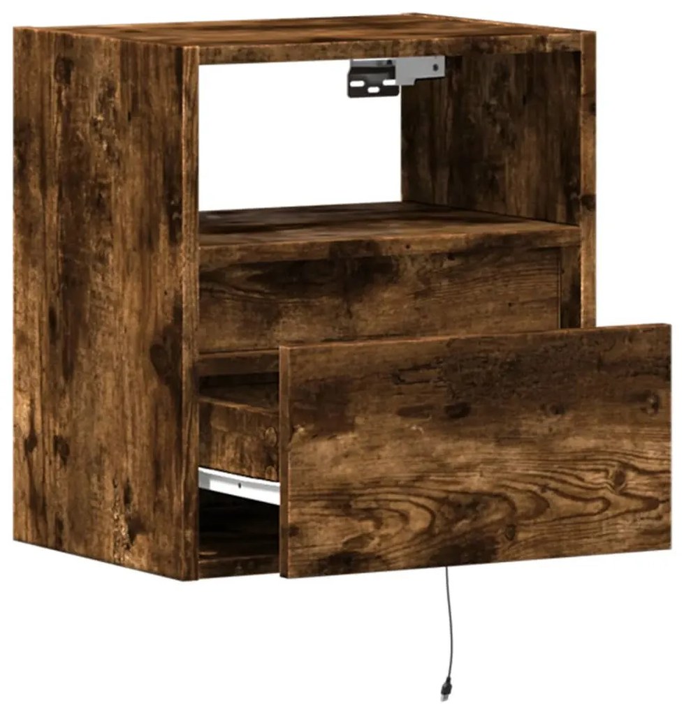 2 db füstös tölgy fali TV-szekrény LED-ekkel 41 x 31 x 45 cm