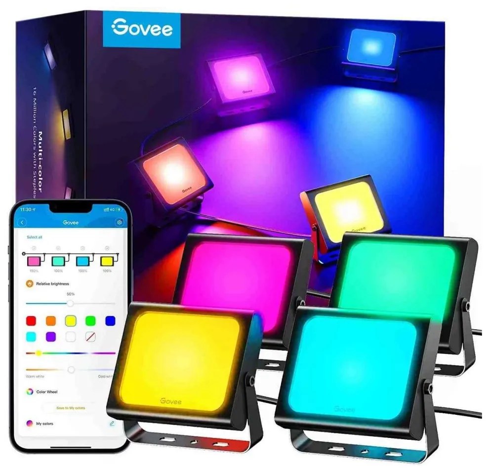 Govee Govee - KÉSZLET 4x Reflektorok kültéri SMART LED fények Wi-Fi IP66 GV0026