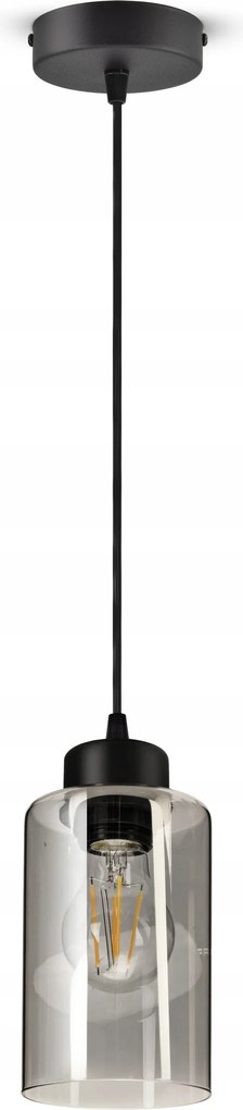 Mennyezeti Függő Lámpa Csillár Fekete Üveg Cső 535-EZ1 Led E27