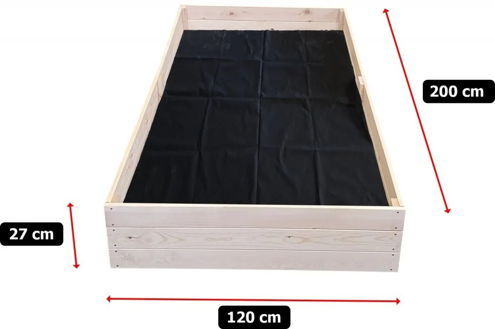 Magaságyás természetes fenyőfából 27 x 120 x 200