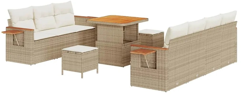 Kerti Kanapé Szett 10 pcs bézs és krémszínű 80 x 80 x 71 cm