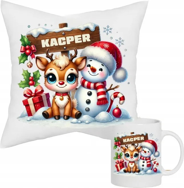 Karácsonyi Párna Ajándék Mikulás Gyereknapi Bögre Gyerek Névvel Szett