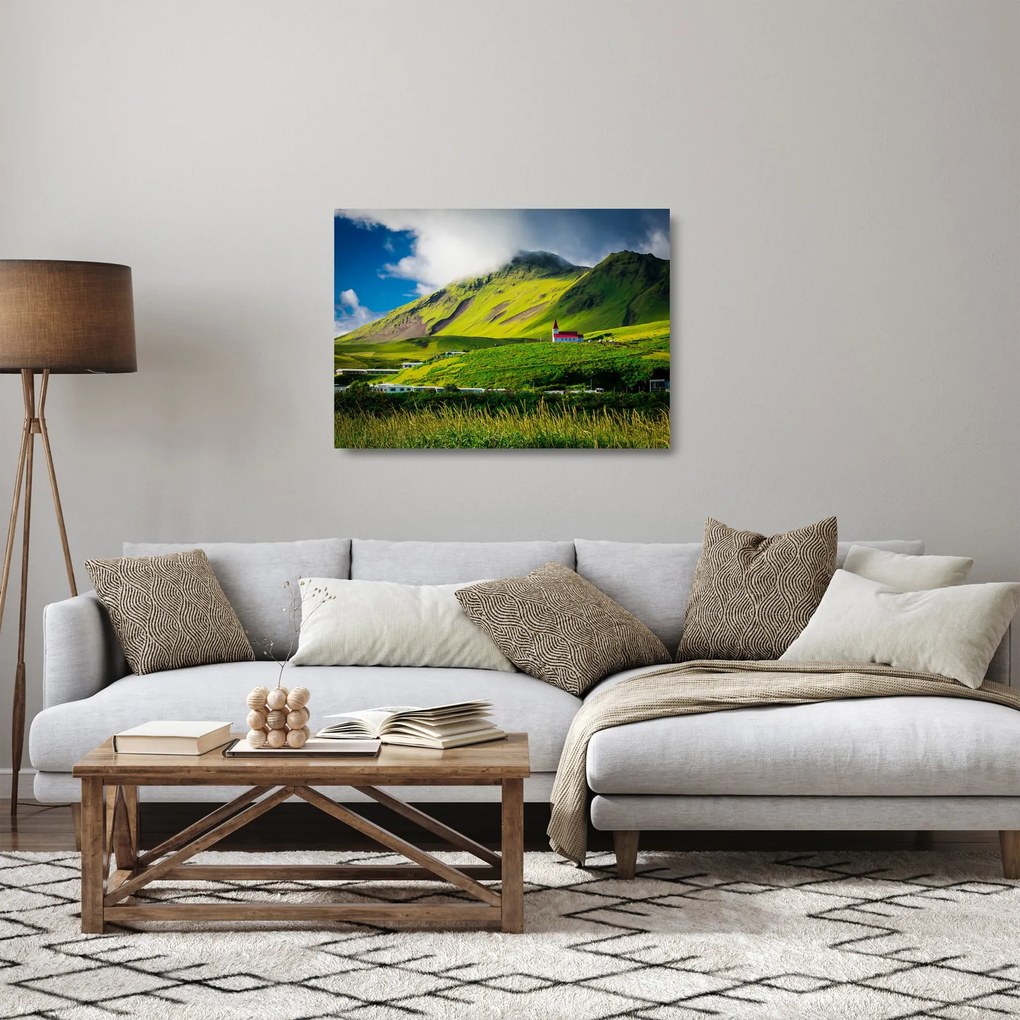 Hegyvidék képe (üvegen) (70x50 cm)
