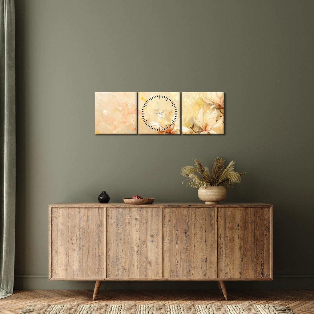 Kép - Virágok (órával) (90x30 cm)